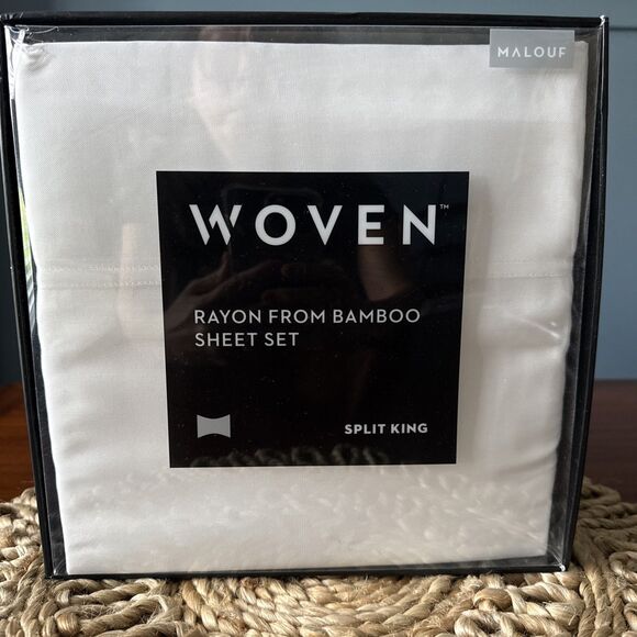 Malouf Other - MALOUF Woven 100% Rayon from Bamboo Sheet Set, Split Head King,‎ White